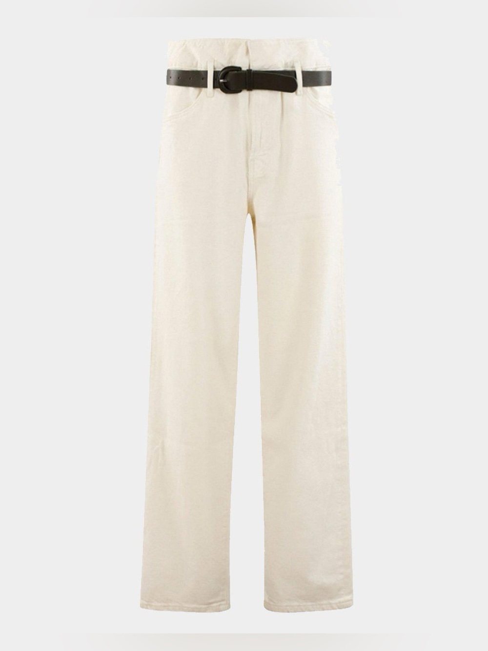 White Wide-Leg High-Waist Jeans with Belt NEW - Picture 4 of 9